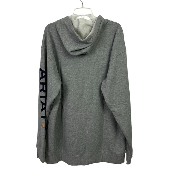ARIAT Rebar Men’s Pullover Hoodie Sweatshirt Sz XL-Tall Gray Drawstring LS - Picture 3 of 11